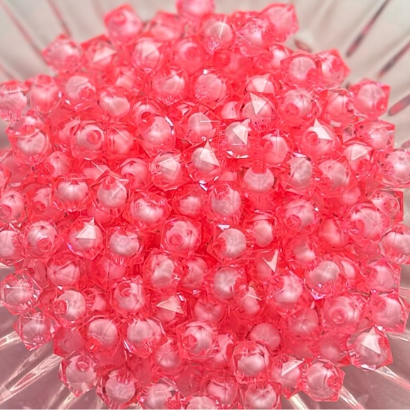 100 8mm Pink Crystal Cut Square Acrylic Beads Jewelry Making DIY Crafting Lot - Picture 8 of 16